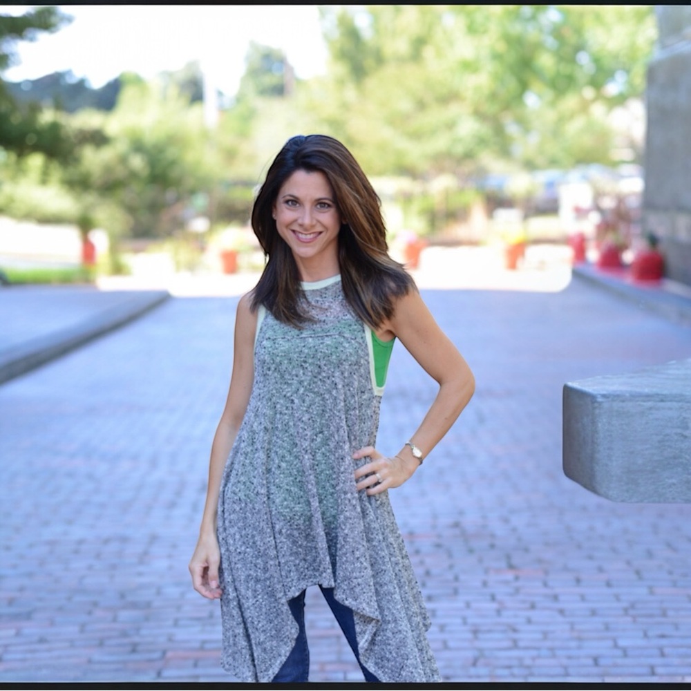 Free People We The Free Heathered Gray High Low Tank Tunic M‎ Boho Asymmetrical